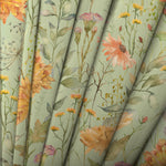 Floral Green Fabric - Delamere Printed Cotton Fabric (By The Metre) Sage Voyage Maison