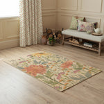 Floral Multi Rugs - Delamere Printed Wool Rug Linen Voyage Maison