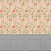 Floral Orange Wallpaper - Delamere  1.4m Wide Width Wallpaper (By The Metre) Apricot Voyage Maison