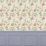 Floral Pink Wallpaper - Delamere  1.4m Wide Width Wallpaper (By The Metre) Blossom Voyage Maison