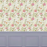 Floral Pink Wallpaper - Delamere  1.4m Wide Width Wallpaper (By The Metre) Blossom Voyage Maison