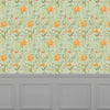 Floral Green Wallpaper - Delamere  1.4m Wide Width Wallpaper (By The Metre) Sage Voyage Maison