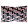 Paoletti Delano Velvet Jacquard Cushion Cover in Blush/Navy