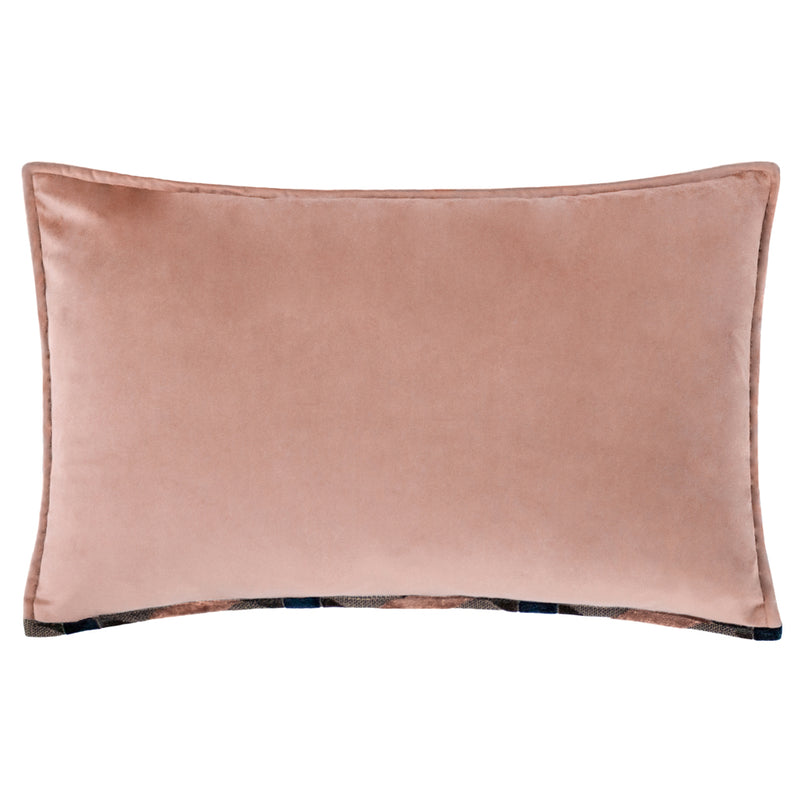 Paoletti Delano Velvet Jacquard Cushion Cover in Blush/Navy