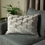 Paoletti Delano Velvet Jacquard Cushion Cover in Ivory/Taupe