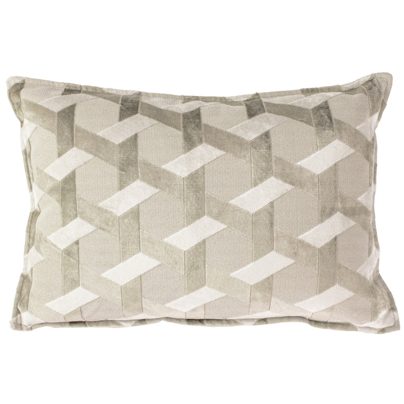 Paoletti Delano Velvet Jacquard Cushion Cover in Ivory/Taupe