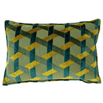 Paoletti Delano Velvet Jacquard Cushion Cover in Teal/Gold