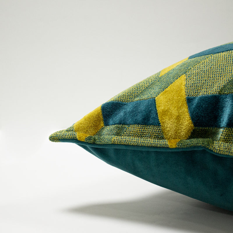 Paoletti Delano Velvet Jacquard Cushion Cover in Teal/Gold