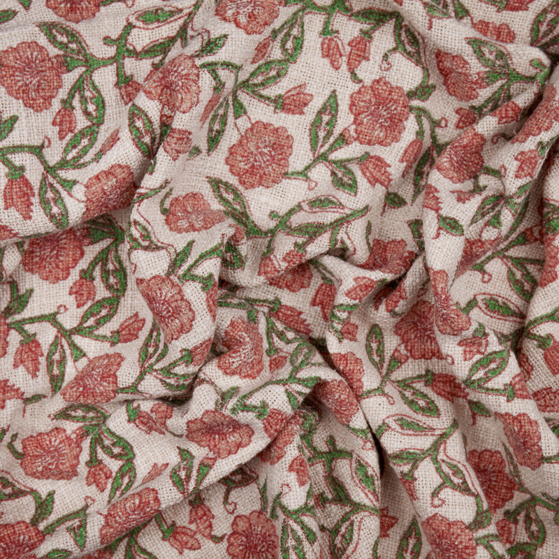 Floral Pink Throws - Delphine Printed Cotton Throw Coral Paoletti