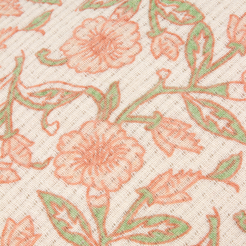 Floral Pink Throws - Delphine Printed Cotton Throw Coral Paoletti