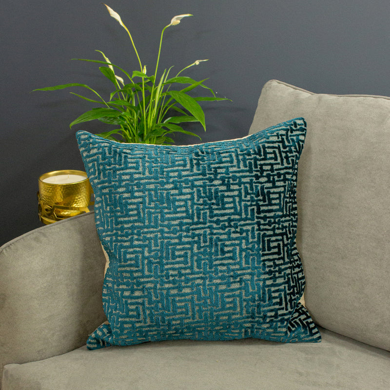 Paoletti Delphi Velvet Jacquard Cushion Cover in Teal