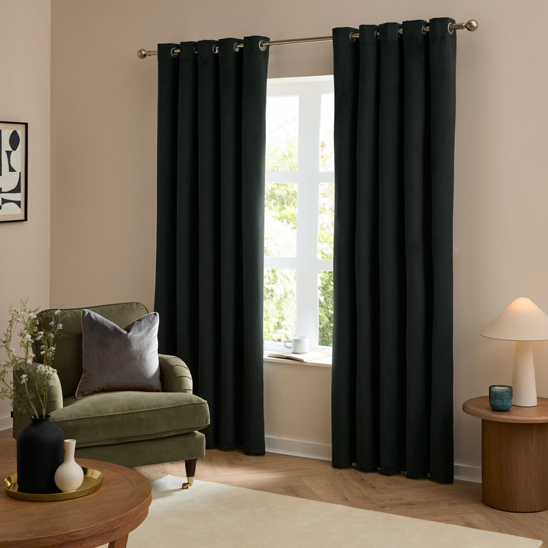  Curtains - The Ultimate Velvet Blackout Eyelet Curtains Black Furn
