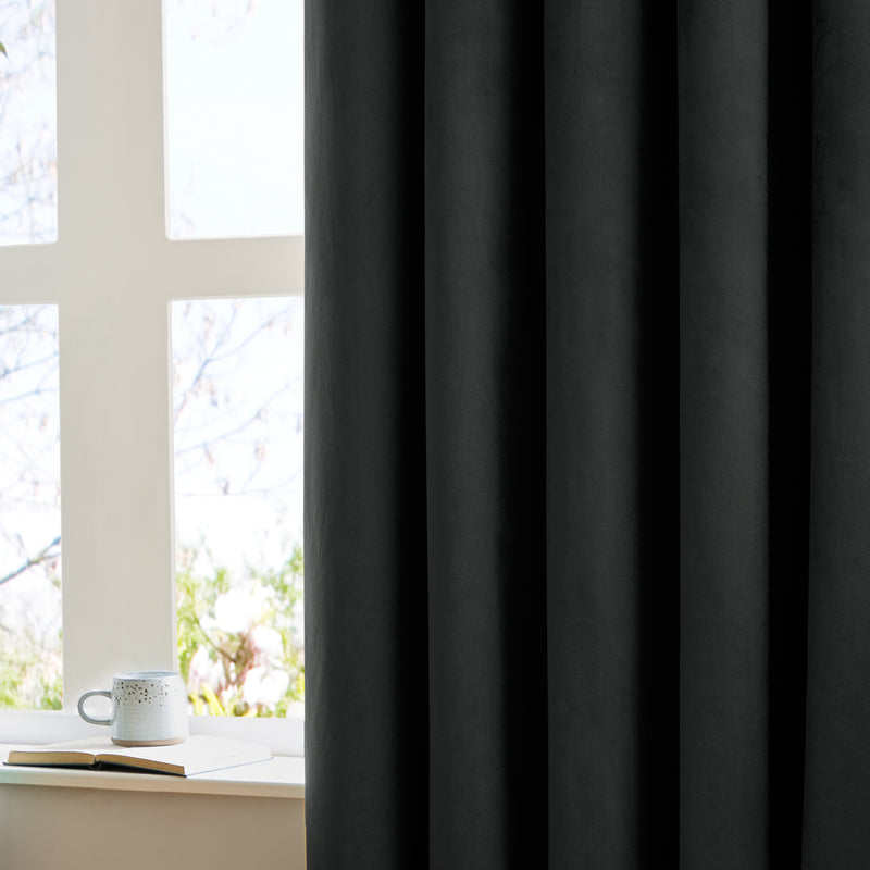  Curtains - The Ultimate Velvet Blackout Eyelet Curtains Black Furn