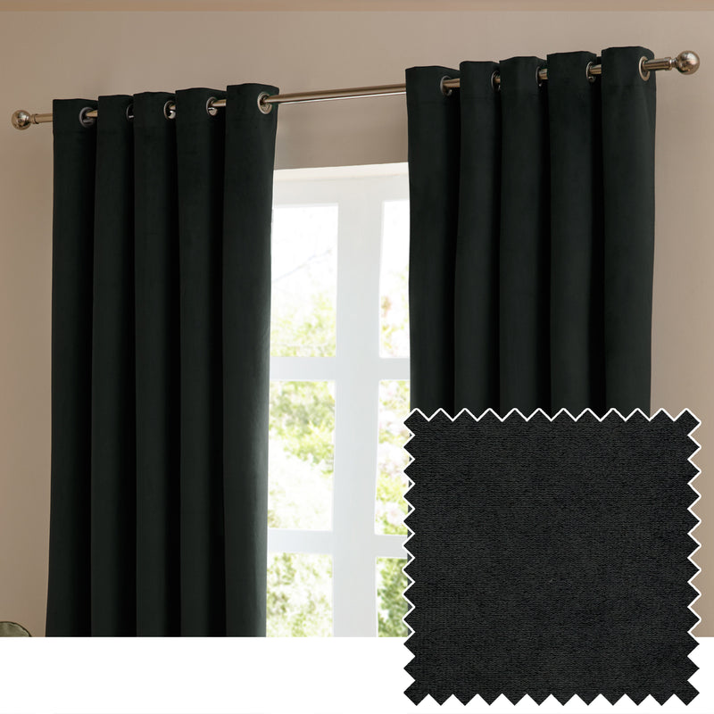  Curtains - The Ultimate Velvet Blackout Eyelet Curtains Black Furn