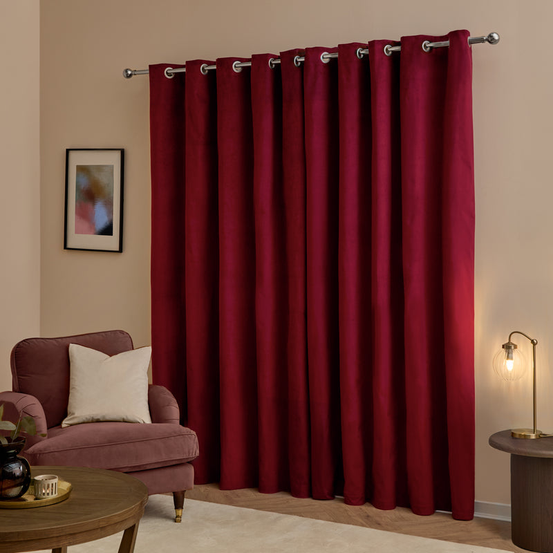  Curtains - The Ultimate Velvet Blackout Eyelet Curtains Burgundy Furn