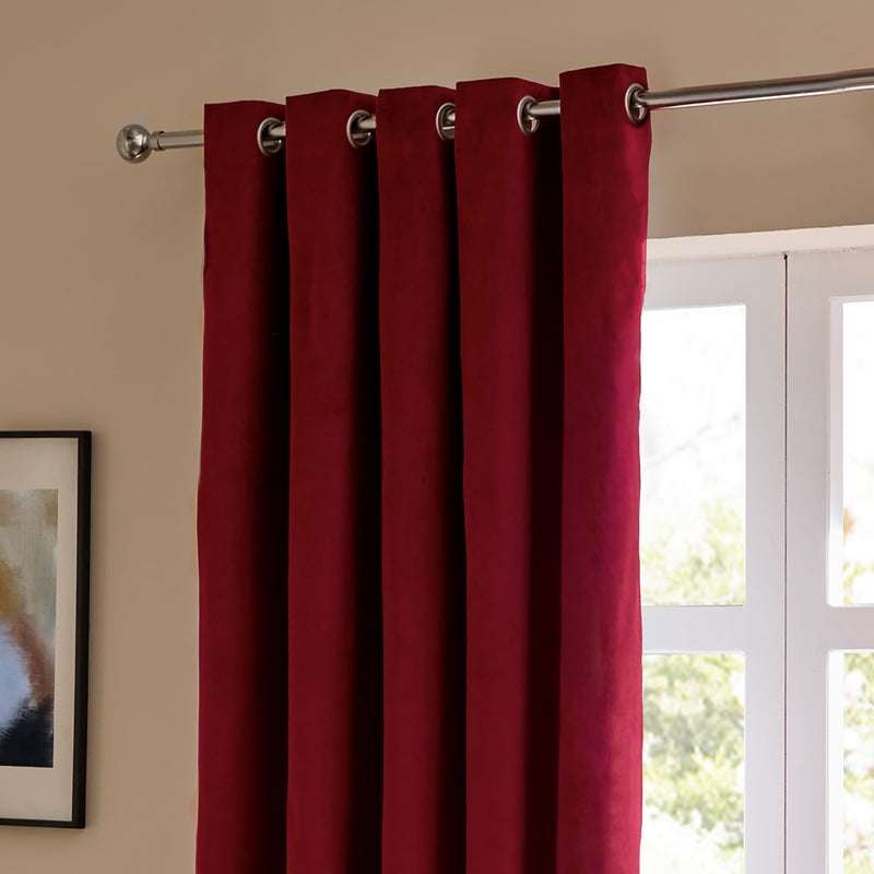  Curtains - The Ultimate Velvet Blackout Eyelet Curtains Burgundy Furn