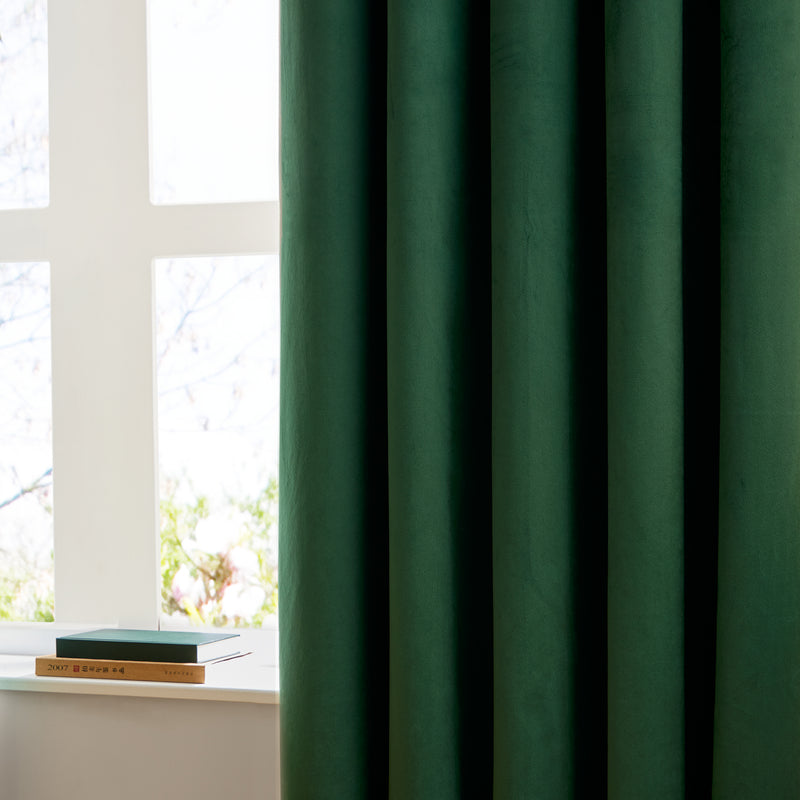  Curtains - The Ultimate Velvet Blackout Eyelet Curtains Emerald Furn