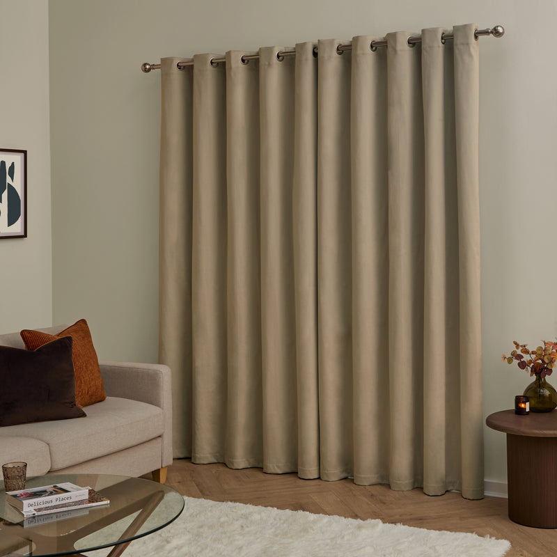  Curtains - The Ultimate Velvet Blackout Eyelet Curtains Mocha Furn