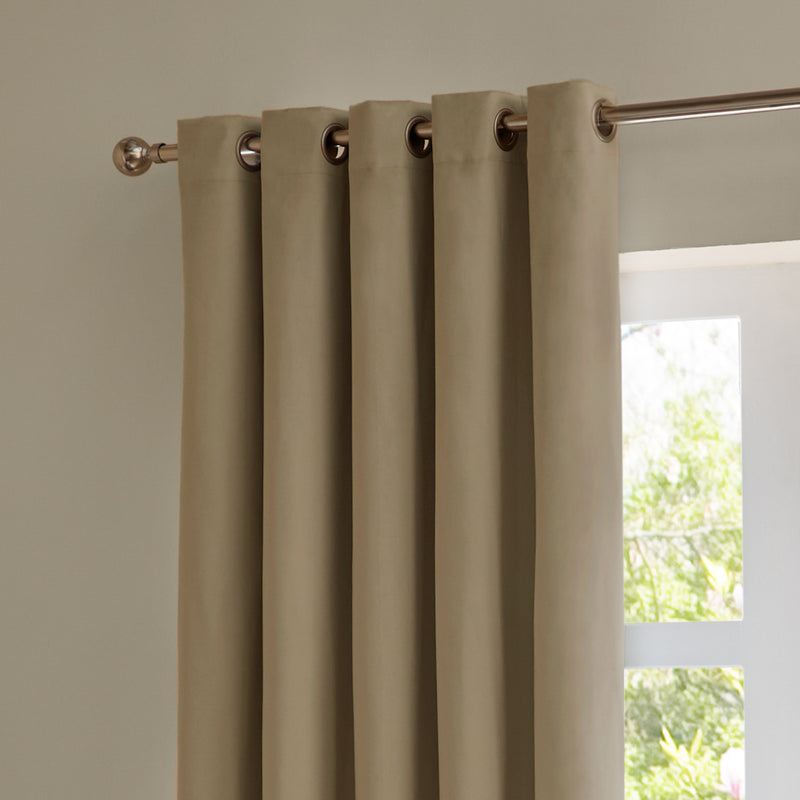 Curtains - The Ultimate Velvet Blackout Eyelet Curtains Mocha Furn