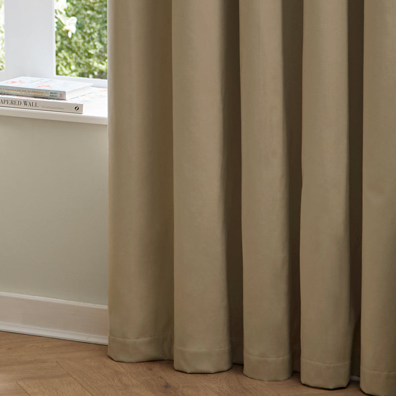  Curtains - The Ultimate Velvet Blackout Eyelet Curtains Mocha Furn