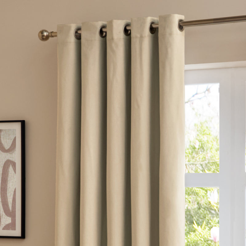  Curtains - The Ultimate Velvet Blackout Eyelet Curtains Natural Furn