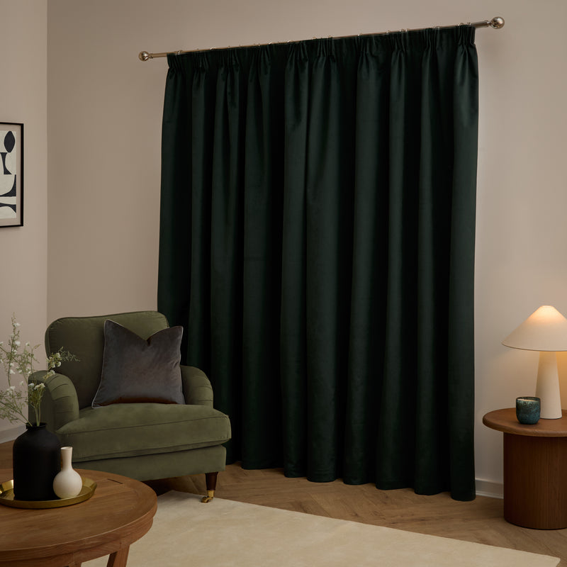  Curtains - The Ultimate Velvet Blackout Pencil Pleat Curtains Black Furn