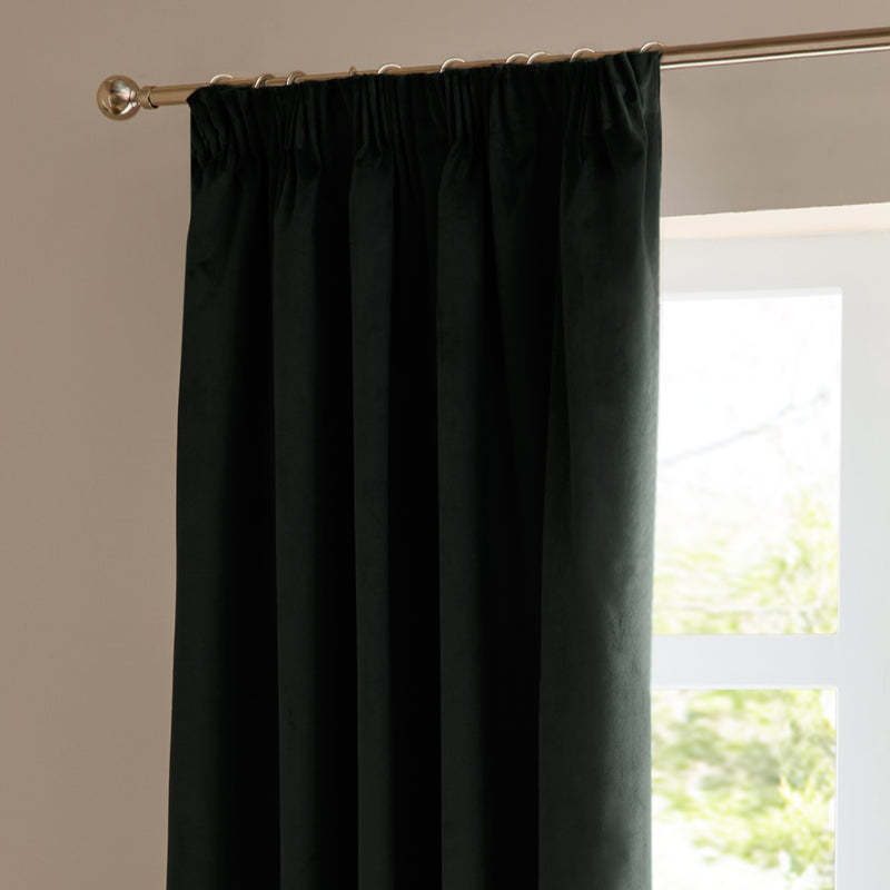  Curtains - The Ultimate Velvet Blackout Pencil Pleat Curtains Black Furn