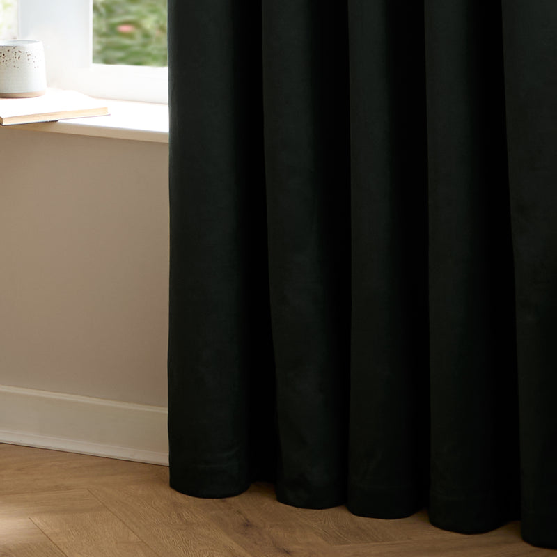  Curtains - The Ultimate Velvet Blackout Pencil Pleat Curtains Black Furn