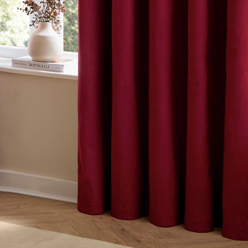  Curtains - The Ultimate Velvet Blackout Pencil Pleat Curtains Burgundy Furn