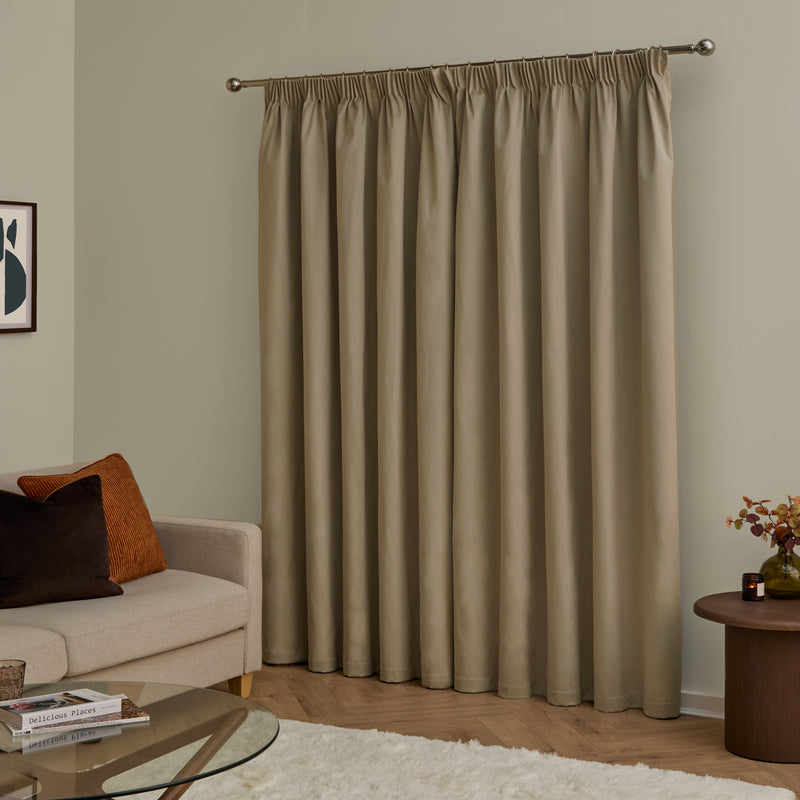  Curtains - The Ultimate Velvet Blackout Pencil Pleat Curtains Mocha Furn