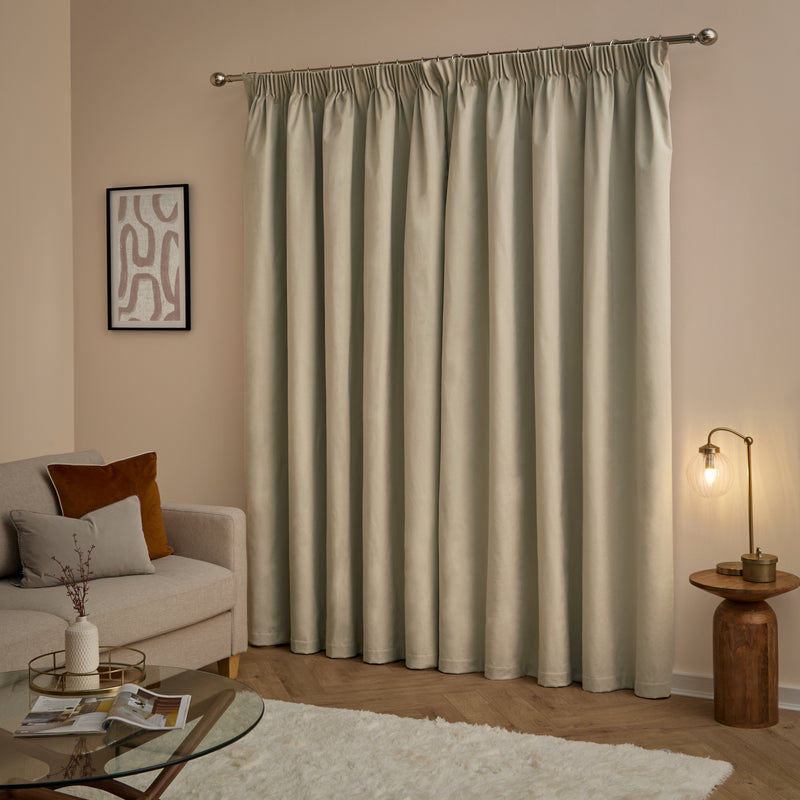  Curtains - The Ultimate Velvet Blackout Pencil Pleat Curtains Natural Furn
