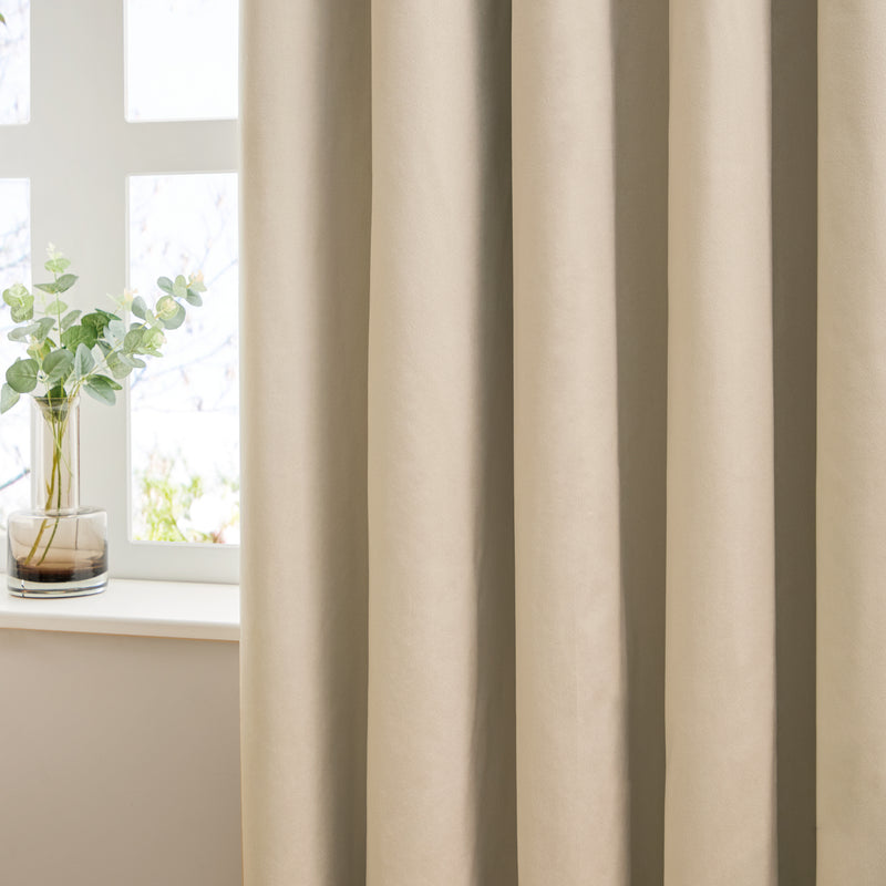  Curtains - The Ultimate Velvet Blackout Pencil Pleat Curtains Natural Furn