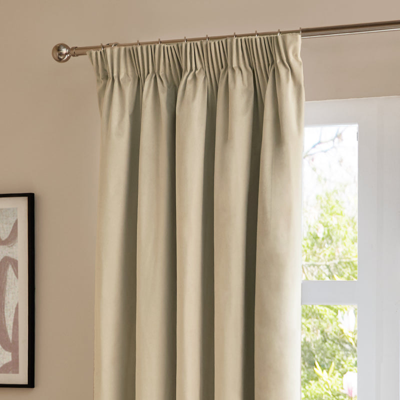  Curtains - The Ultimate Velvet Blackout Pencil Pleat Curtains Natural Furn