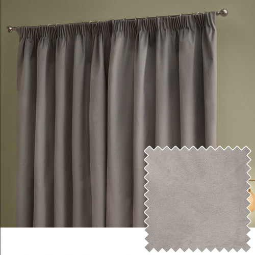  Curtains - The Ultimate Velvet Blackout Pencil Pleat Curtains Silver Furn
