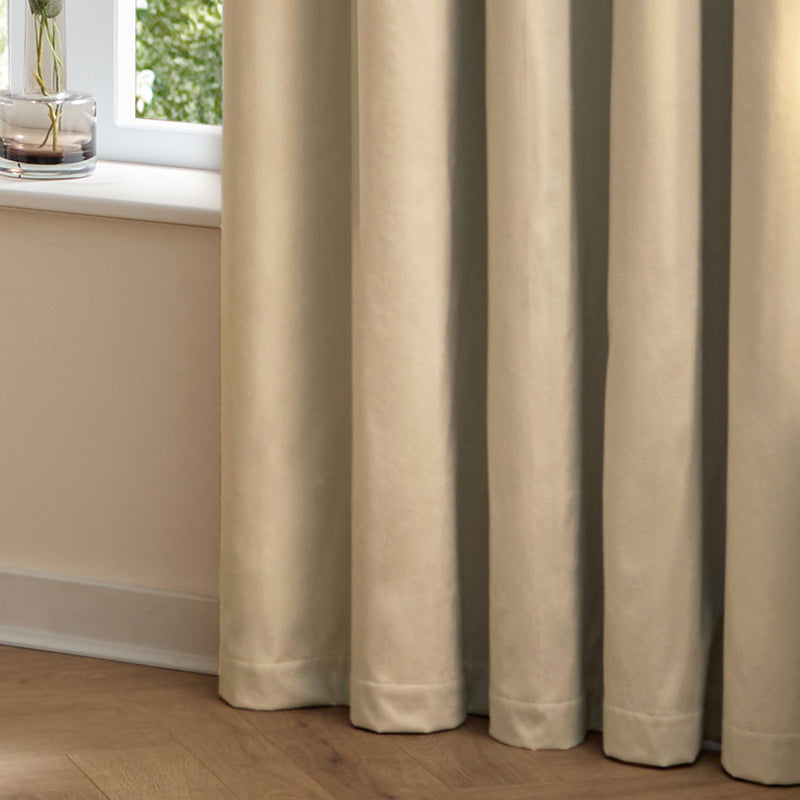 Plain Beige Curtains - The Ultimate Velvet Blackout Eyelet Curtains Natural Furn