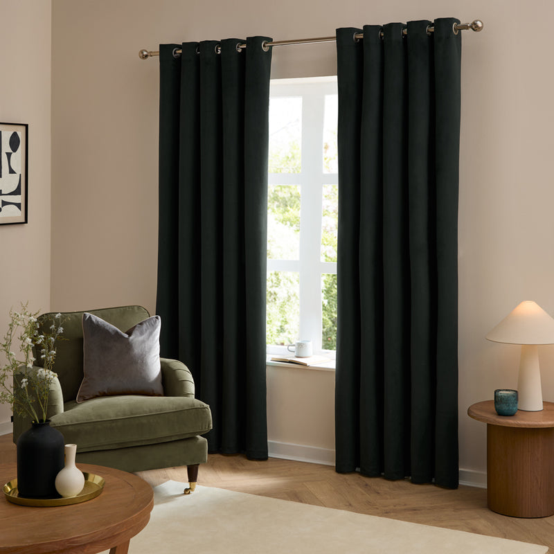 Plain Black Curtains - The Ultimate Velvet Blackout Eyelet Curtains Black Furn