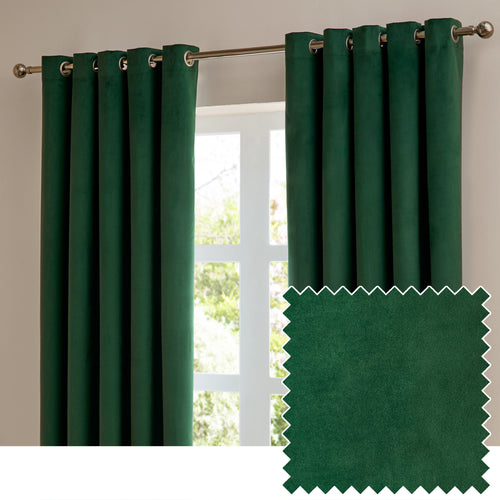 Plain Green Curtains - The Ultimate Velvet Blackout Eyelet Curtains Emerald Furn