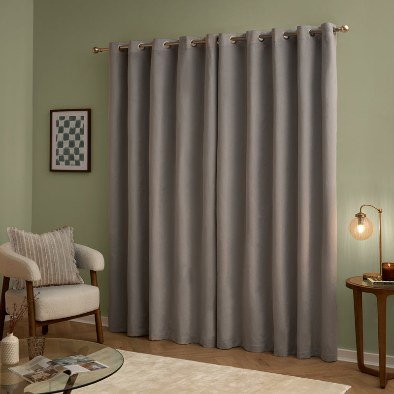 Plain Grey Curtains - The Ultimate Velvet Blackout Eyelet Curtains Silver Furn