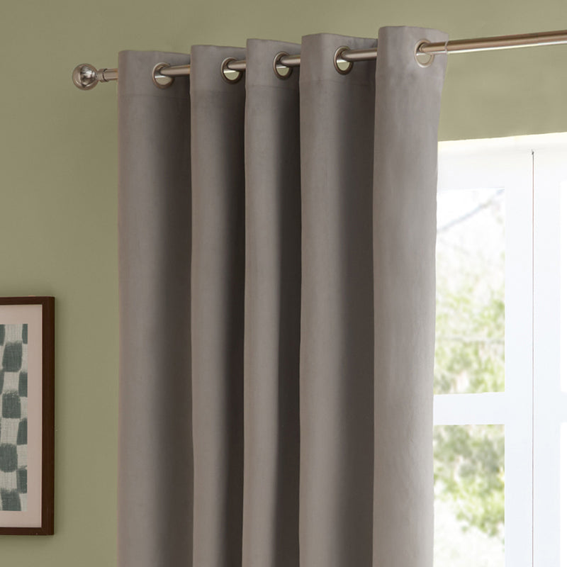 Plain Grey Curtains - The Ultimate Velvet Blackout Eyelet Curtains Silver Furn