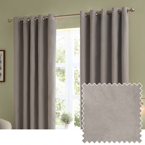 Plain Grey Curtains - The Ultimate Velvet Blackout Eyelet Curtains Silver Furn