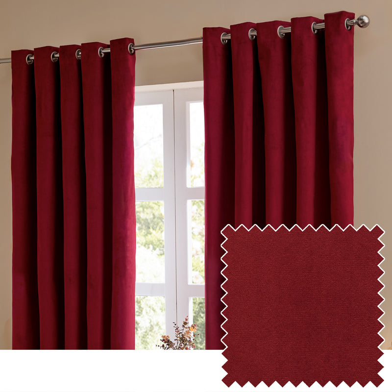  Curtains - The Ultimate Velvet  Eyelet Curtains Burgundy Furn