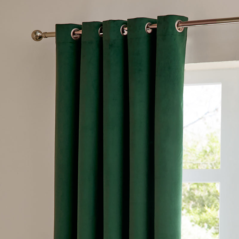  Curtains - The Ultimate Velvet  Eyelet Curtains Emerald Furn
