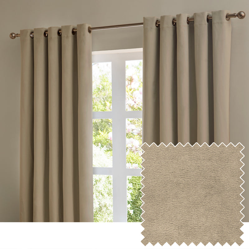  Curtains - The Ultimate Velvet  Eyelet Curtains Mocha Furn