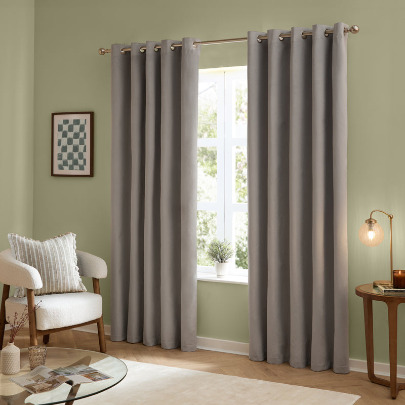  Curtains - The Ultimate Velvet  Eyelet Curtains Silver Furn