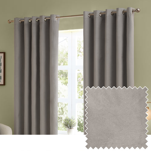  Curtains - The Ultimate Velvet  Eyelet Curtains Silver Furn