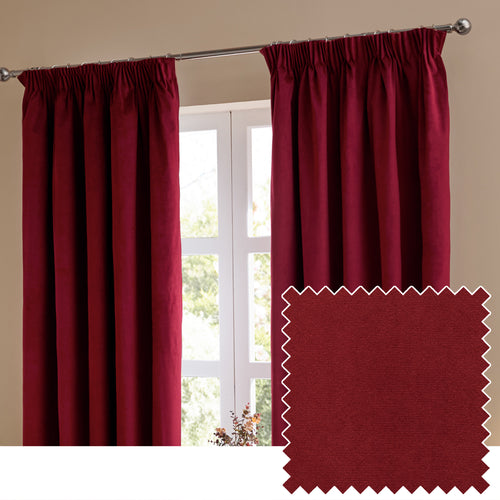  Curtains - The Ultimate Velvet  Pencil Pleat Curtains Burgundy Furn