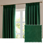 Plain Green Curtains - The Ultimate Velvet Room Darkening Pencil Pleat Curtains Emerald Furn