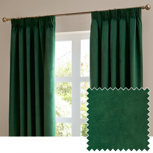  Curtains - The Ultimate Velvet  Pencil Pleat Curtains Emerald Furn