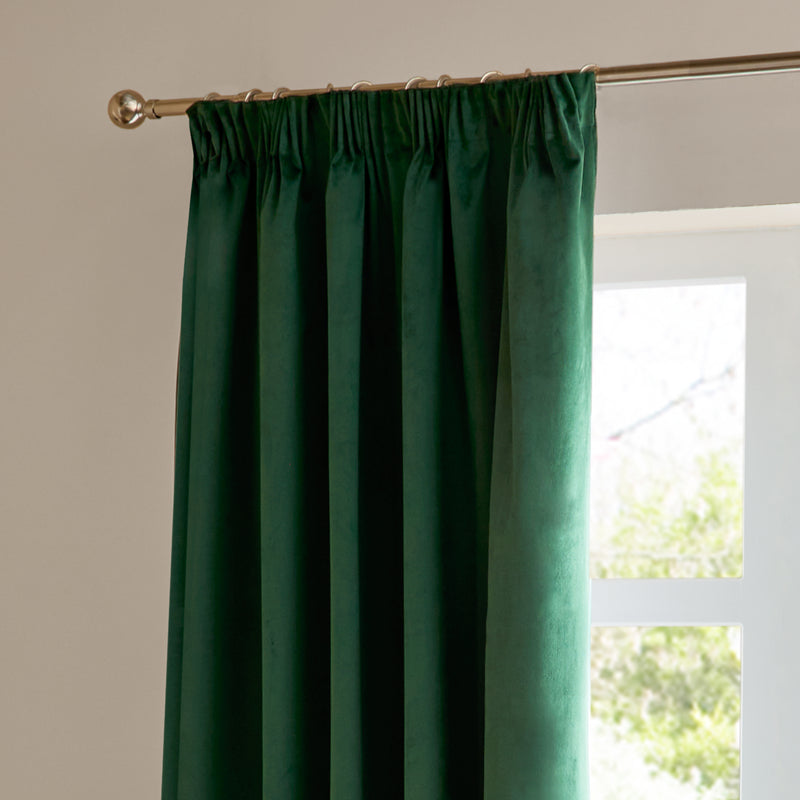  Curtains - The Ultimate Velvet  Pencil Pleat Curtains Emerald Furn