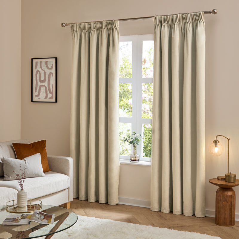  Curtains - The Ultimate Velvet  Pencil Pleat Curtains Natural Furn